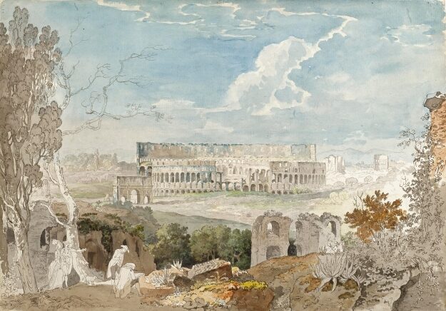 Carlo Labruzzi: Das Colosseum vom Palatin aus gesehen, Rom, frühe 1760er oder 1770er Jahre, Katrin Bellinger Collection, 2012-017